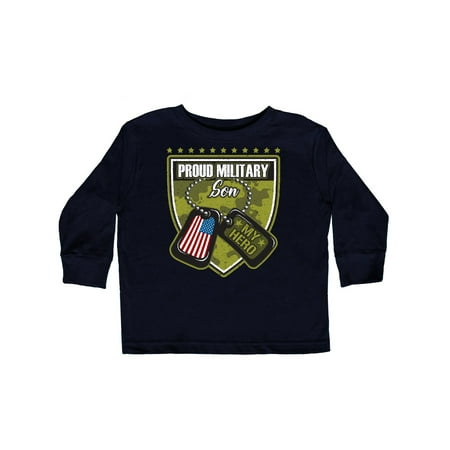 Inktastic Proud Military Son Boys Camo Flag Outfit Gift Toddler Boy Girl Long Sleeve T-Shirt