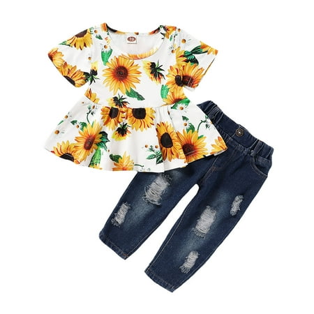 3T Baby Girls Clothes 4T Girls 2PCS Outfits Set Sunflower Print Toddler Girls Short Sleeve Top Jeans Pants Set
3T Baby Girls Clothes 4T Girls 2PCS Outfits Set Sunflower Print Toddler Girls Short Sleeve Top Jeans Pants Set