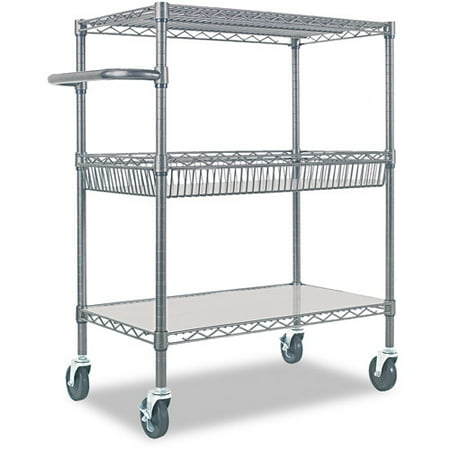 wire tier cart rolling alera anthracite three handle staples