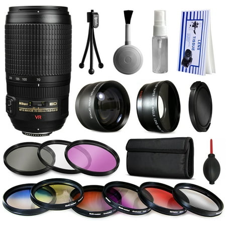 Nikon AF-S VR 70-300mm Lens 2161 + Premium Accessories Kit includes 2.2x & 0.43x Adapters + 9 Filters for Nikon DF D7200 D7100 D7000 D5500 D5300 D5200 D5100 D5000 D3300 D3200 D3100 D3000 D300S D90 D60
