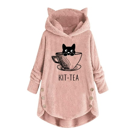 Simplmasygenix Fuzzy Fluffy Hoodies for Women Plus Size Woman s Casual Printing Cat Ears Plush Buttons Long Sleeved Hooded Plush Coat Top
Simplmasygenix Fuzzy Fluffy Hoodies for Women Plus Size Woman s Casual Printing Cat Ears Plush Buttons Long Sleeved Hooded Plush Coat Top