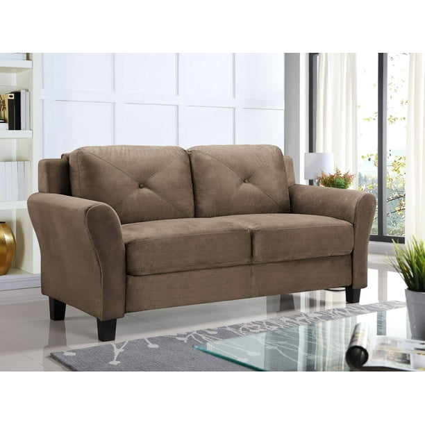 Lifestyle Solutions Taryn Rolled Arm Fabric Loveseat, Brown