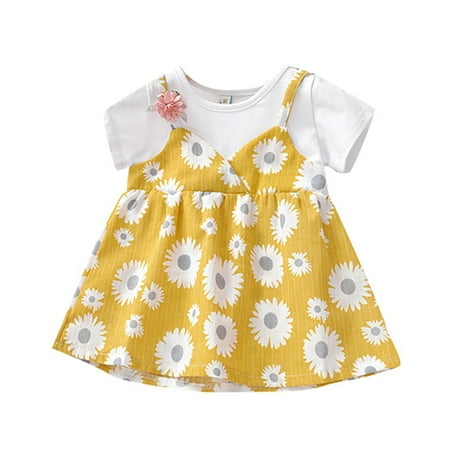 Baby Girls Summer Casual Short Sleeve Fake 2 Piece Floral Dress Kids Toddler Halter Princess Sundress
Baby Girls Summer Casual Short Sleeve Fake 2 Piece Floral Dress Kids Toddler Halter Princess Sundress