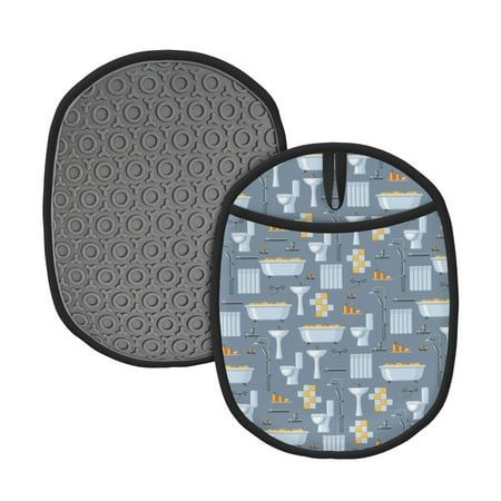 Sikiie Blue Bathroom Silicone Pot Holders Oven Mitts Heat Resistant Hot Pads Non Slip Pot Holder for Kitchen Baking and Cooking 9.4 x 7.5 Inches
Sikiie Blue Bathroom Silicone Pot Holders Oven Mitts Heat Resistant Hot Pads Non Slip Pot Holder for Kitchen Baking and Cooking 9.4 x 7.5 Inches
