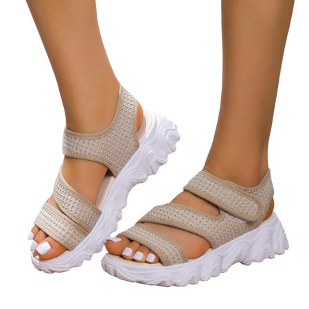 ZIZOCWA Summer Sport Sandals for Women Solid Color Breathable Mesh Open Toe Thick Sole Beach Sandals Hook&Loop Thick Bottom Slippers Beige Size7
ZIZOCWA Summer Sport Sandals for Women Solid Color Breathable Mesh Open Toe Thick Sole Beach Sandals Hook&Loop Thick Bottom Slippers Beige Size7