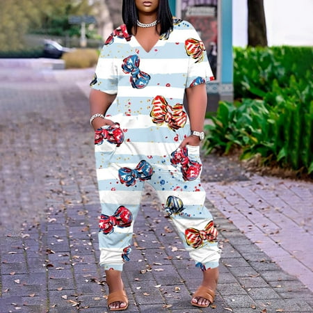 JNGSA Women s Round-Neck Short Sleeve Romper Baggy Stretchy Casual Long Pants with Pockets Summer Printing Jumpsuit Blue
JNGSA Women s Round-Neck Short Sleeve Romper Baggy Stretchy Casual Long Pants with Pockets Summer Printing Jumpsuit Blue
