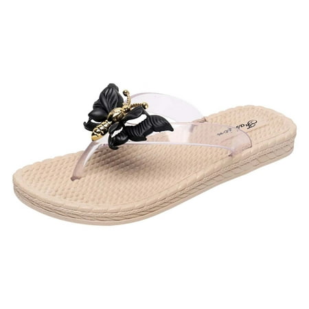 Ladies Summer Flip-flops Clear Strap Butterfly Beach Slippers Casual Fashion Flat Home Slippers 
Ladies Summer Flip-flops Clear Strap Butterfly Beach Slippers Casual Fashion Flat Home Slippers
