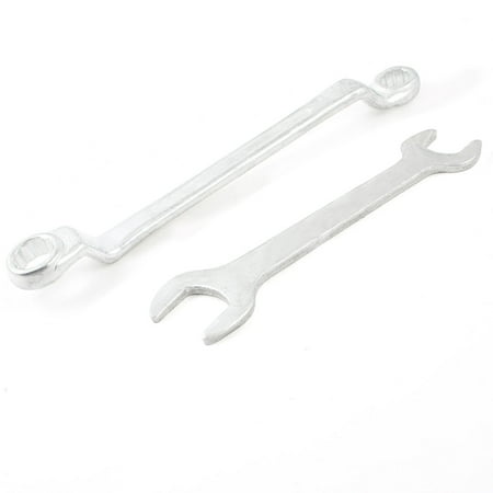 Silver Tone U Shaped Double Open Ended Wrench Tool + 12 Point Box End Wrench Set
