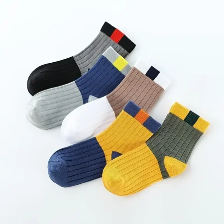 GEDER-F Kids Boys Socks Winter Boys Striped Colorful Socks 5pairs
