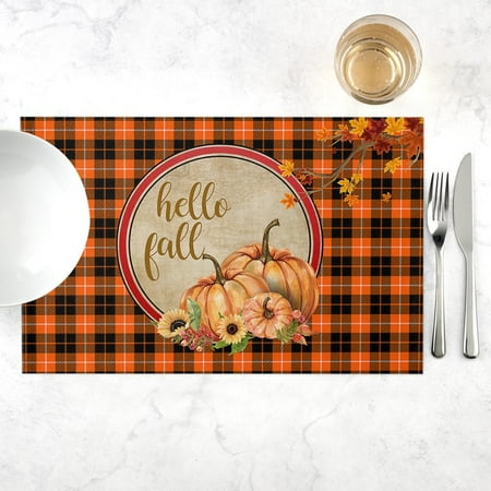 Halloween Placemat for Dining Table Pumpkin Drink Coasters Kitchen Decor