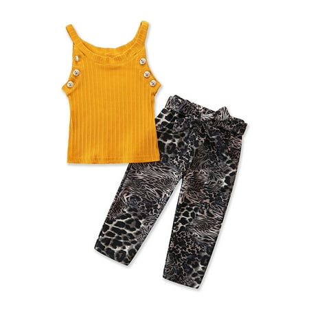 Calsunbaby Kid Girls Casual Fashion Outfit Solid Color Sleeveless Sling Button Camisole and Leopard Trousers Set
Calsunbaby Kid Girls Casual Fashion Outfit Solid Color Sleeveless Sling Button Camisole and Leopard Trousers Set