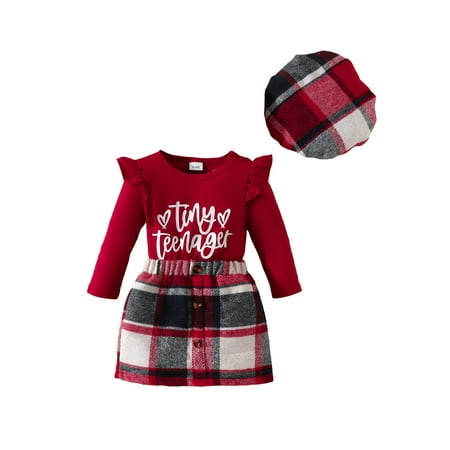 Bagilaanoe 2Pcs Toddler Baby Girls Autumn Clothes Letters Print Long Sleeve Tops + Plaid Skirt + Beret 6M 9M 12M 18M 24M 3T Kids Casual Skirt Set
Bagilaanoe 2Pcs Toddler Baby Girls Autumn Clothes Letters Print Long Sleeve Tops + Plaid Skirt + Beret 6M 9M 12M 18M 24M 3T Kids Casual Skirt Set