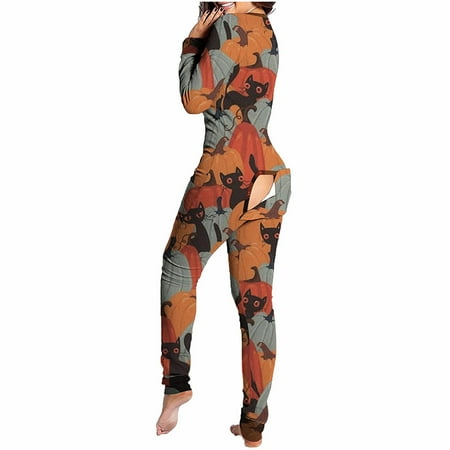 Mchoice Halloween Pajamas Women One-piece Pajamas Fashion Butt Button Back Flap Jumpsuit Pajamas Onesies pajamas V-Neck Long Sleeve Bodysuit Rompers
Mchoice Halloween Pajamas Women One-piece Pajamas Fashion Butt Button Back Flap Jumpsuit Pajamas Onesies pajamas V-Neck Long Sleeve Bodysuit Rompers