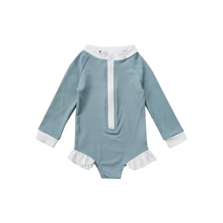 Sunisery Toddler Infant Girls One-piece Swimsuit Long Sleeves Stand-up Collar Front Zip Closure Swimwear Grey Blue 3-4 Years
Sunisery Toddler Infant Girls One-piece Swimsuit Long Sleeves Stand-up Collar Front Zip Closure Swimwear Grey Blue 3-4 Years