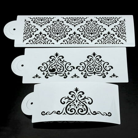 HOMEMAXS 3pcs Cake Stencils Sugar Icing Template