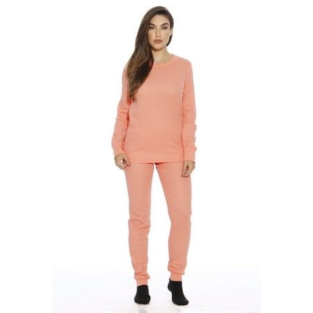 Just Love Women s Thermal Underwear Pajamas Set (Coral Large)