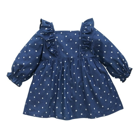 OLLUISNEO Infant Baby Girls Dress 9 Months Winter Dress 12 Months Square Neckline Ruffle Sleeve Long Sleeve Dress Blue
OLLUISNEO Infant Baby Girls Dress 9 Months Winter Dress 12 Months Square Neckline Ruffle Sleeve Long Sleeve Dress Blue