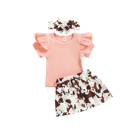 Gureui Toddler Infant Baby Girls Tops Skirt Suit Short Sleeve Crew Neck Ruffle Shirt Casual Leopard Skirt + Headband 3Pcs Clothes Set
Gureui Toddler Infant Baby Girls Tops Skirt Suit Short Sleeve Crew Neck Ruffle Shirt Casual Leopard Skirt + Headband 3Pcs Clothes Set