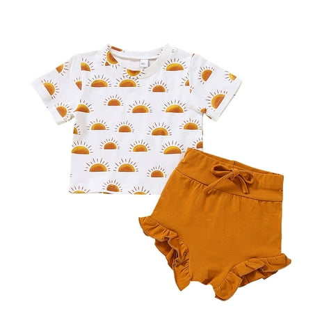 TAIAOJING Outfits For Girls Toddler Kids Baby T-Shirt Tops Sun Ruffle Shorts Bell Bottoms Set Outfits Girl Clothing 18-24 Months
TAIAOJING Outfits For Girls Toddler Kids Baby T-Shirt Tops Sun Ruffle Shorts Bell Bottoms Set Outfits Girl Clothing 18-24 Months