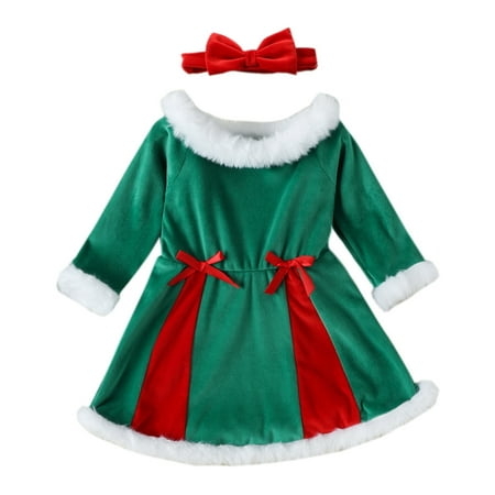 Rovga Toddler Girls Long Sleeve Christmas Bowknot Princess Dress Headbands Set Soft Beautiful Dress
Rovga Toddler Girls Long Sleeve Christmas Bowknot Princess Dress Headbands Set Soft Beautiful Dress
