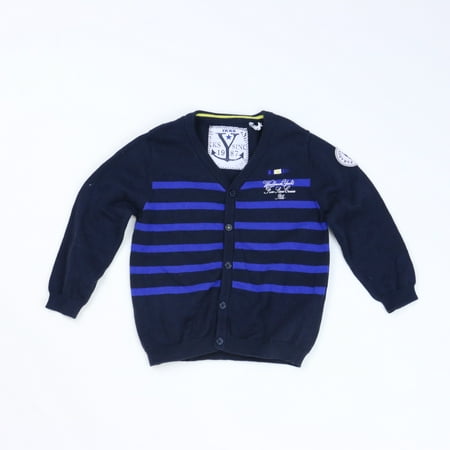 Pre-owned IKKS Boys Navy/Blue Stripes Cardigan size: 2T