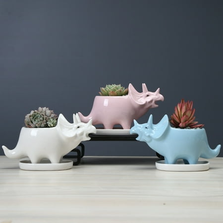 LA TALUS 3D Cartoon Flowerpot Drain Hole Ceramic Creative Triceratops Shape Flowerpot for Desktop Blue
LA TALUS 3D Cartoon Flowerpot Drain Hole Ceramic Creative Triceratops Shape Flowerpot for Desktop Blue