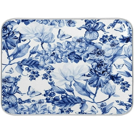 Blue and White Floral Dish Drying Mat for Kitchen Counter Washable Absorbent Microfiber Dish Draining Mat Small Heat Resistant Drying Mat for Counter 16 x 18
Blue and White Floral Dish Drying Mat for Kitchen Counter Washable Absorbent Microfiber Dish Draining Mat Small Heat Resistant Drying Mat for Counter 16 x 18