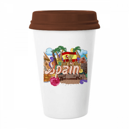 Prado Seafood Spain Graffiti Mug Coffee Drinking Glass Pottery Cerac Cup Lid