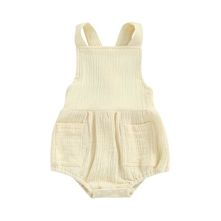 Suanret Infants Baby Boy Girls Sleeveless Jumpsuit Summer Casual Solid Color Suspender Romper with Pockets Beige 18-24 Months
Suanret Infants Baby Boy Girls Sleeveless Jumpsuit Summer Casual Solid Color Suspender Romper with Pockets Beige 18-24 Months