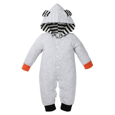 Toddler Kids Baby Cartoon Warm Infant Jumpsuit Bodysuit Hooded Romper - as picture 100cm