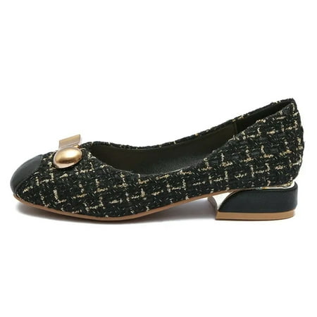 SHENZHHONGFUKJ Chunky Low Heel Women‘s Tweed Plaid Shoes with Metal Square Toe Decor Lightweight Slip On Style
SHENZHHONGFUKJ Chunky Low Heel Women‘s Tweed Plaid Shoes with Metal Square Toe Decor Lightweight Slip On Style