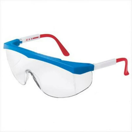 Stratos Safety Glasses SS130 Red/White/Blue Frame Clear Lens