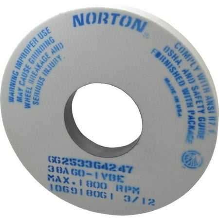 Norton 14 Diam x 5 Hole x 1-1/2 Thick I Hardness 60 Grit Surface Grinding Wheel Aluminum Oxide Type 1 Medium Grade 1 800 Max RPM Vitrified Bond No Recess
Norton 14 Diam x 5 Hole x 1-1/2 Thick I Hardness 60 Grit Surface Grinding Wheel Aluminum Oxide Type 1 Medium Grade 1 800 Max RPM Vitrified Bond No Recess