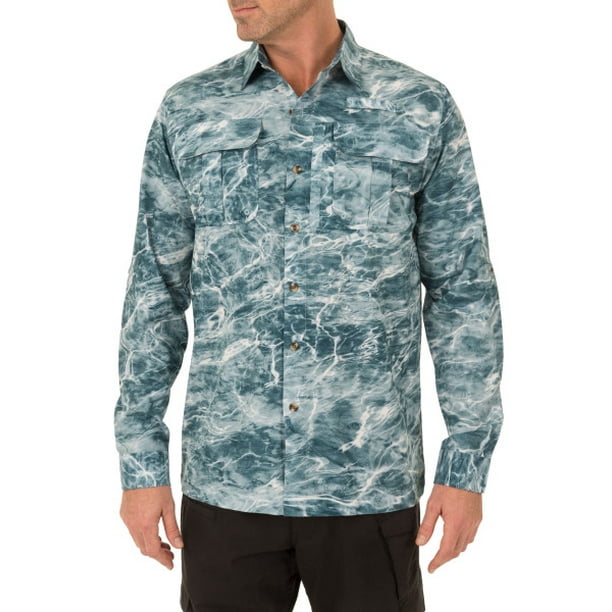 Mossy Oak Fishing Men’s Performance Guide Shirt, Spindrift - 3XL