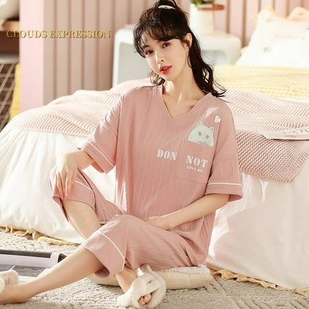 QWZNDZGR New Arrivals Knitted Cotton Summer Short Sleeved Plus Size M-5XL Women Pajamas Set Pyjamas Women Sleepwear Cute Cartoon Pijamas
QWZNDZGR New Arrivals Knitted Cotton Summer Short Sleeved Plus Size M-5XL Women Pajamas Set Pyjamas Women Sleepwear Cute Cartoon Pijamas