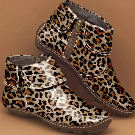 Hvyes Boots Deals Womens Leopard Print Flats Leather Ankle Boots Dressy Western Round Toe Booties Zipper Casual Short Boots for Women
Hvyes Boots Deals Womens Leopard Print Flats Leather Ankle Boots Dressy Western Round Toe Booties Zipper Casual Short Boots for Women