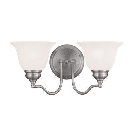 Bathroom Vanity 2 Light With White Alabaster Glass Brushed Nickel size 15 in 200 Watts - World of Crystal
Bathroom Vanity 2 Light With White Alabaster Glass Brushed Nickel size 15 in 200 Watts - World of Crystal