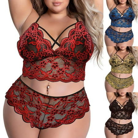Women s Plus Size Sexy Lingerie Lace Embroidery Two Point Three Piece Split Suit Blue
Women s Plus Size Sexy Lingerie Lace Embroidery Two Point Three Piece Split Suit Blue