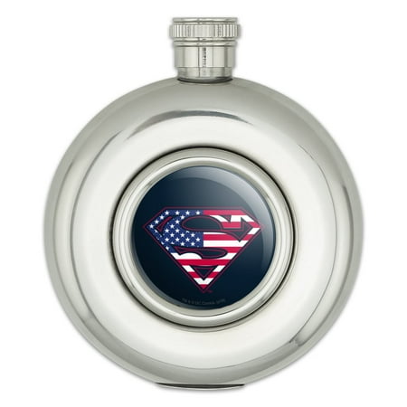 Superman USA American Flag Shield Logo Round Stainless Steel 5oz Hip Drink Flask
Superman USA American Flag Shield Logo Round Stainless Steel 5oz Hip Drink Flask