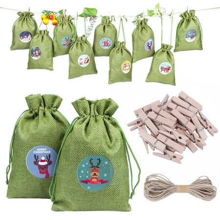 BESTHUA Christmas Advent Countdown Gift Bags Hanging Pendant Home Decor