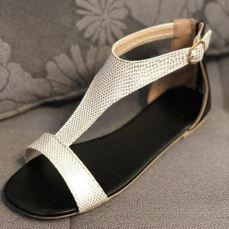 Aayomet Summer Sandals Beach Shoes Sandals Strap Casual Open Summer Toe Women Buckle Breathable Flat Women s sandals Silver 6.5
Aayomet Summer Sandals Beach Shoes Sandals Strap Casual Open Summer Toe Women Buckle Breathable Flat Women s sandals Silver 6.5