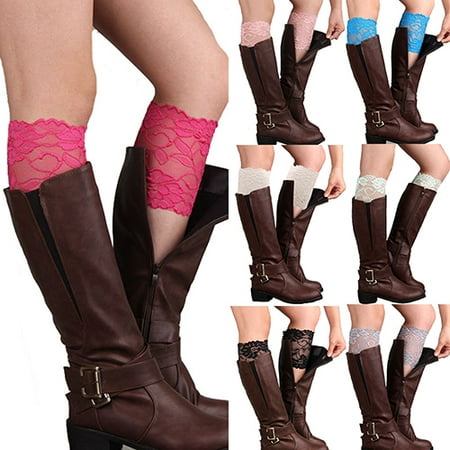 Poseidon Fashion Women Girls Stretch Flower Lace Trim Boot Cuffs Leg Warmers Top Socks