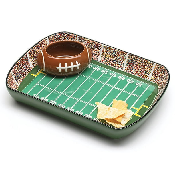 burton & BURTON Football Stadium Ceramic Party Supply 2pc 12.5" Serving Tray