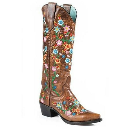 Women s Stetson Flora Knee High Boots Snip Toe Handcrafted Brown