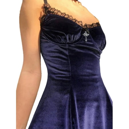 Arvbitana Women Ruffles Velvet Dress Adults Sleeveless Spaghetti Strap V-Neck Lace Trim Bowknot One-piece
Arvbitana Women Ruffles Velvet Dress Adults Sleeveless Spaghetti Strap V-Neck Lace Trim Bowknot One-piece