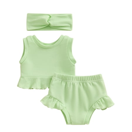 Mevireiy Baby Girls Summer Outfits Sleeveless Tank Tops Ruffle Elastic Waist Shorts Green 9-12 Months
Mevireiy Baby Girls Summer Outfits Sleeveless Tank Tops Ruffle Elastic Waist Shorts Green 9-12 Months