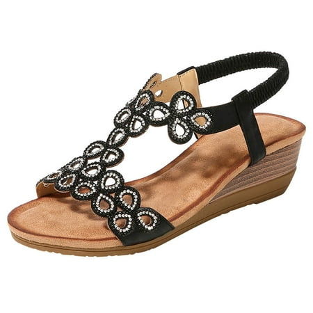 MIASHUI Womens Sandals Shoes Rhinestone Bohemian Wedge Sandals Comfortable Large Size Sandals Casual Summer Shoes Black 8
MIASHUI Womens Sandals Shoes Rhinestone Bohemian Wedge Sandals Comfortable Large Size Sandals Casual Summer Shoes Black 8