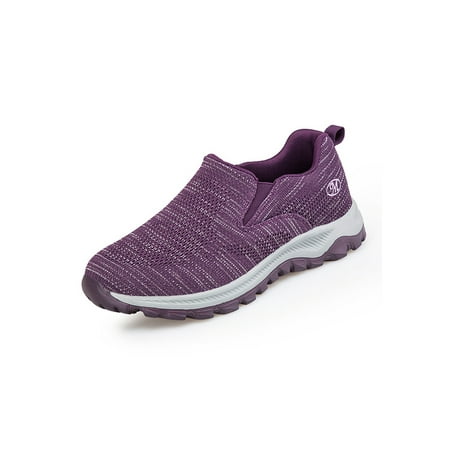 Eloshman Walking Shoes for Women Men Comfort Wide Width Elderly Shoes Running Sneakers Purple Women 7