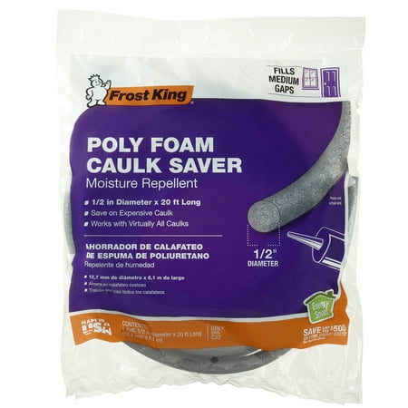 Frost King® C22AW 1/2 x 20 Moisture-Repellent Poly Foam Caulk Saver Gray