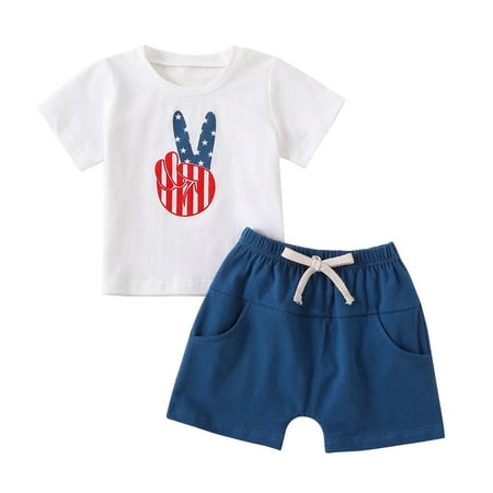 Independence Day Baby Boys Outfits Star Stripe Finger Print Short Sleeve T-shirt and Casual Elastic Shorts Set(0-24Months,2-3Years)
Independence Day Baby Boys Outfits Star Stripe Finger Print Short Sleeve T-shirt and Casual Elastic Shorts Set(0-24Months,2-3Years)